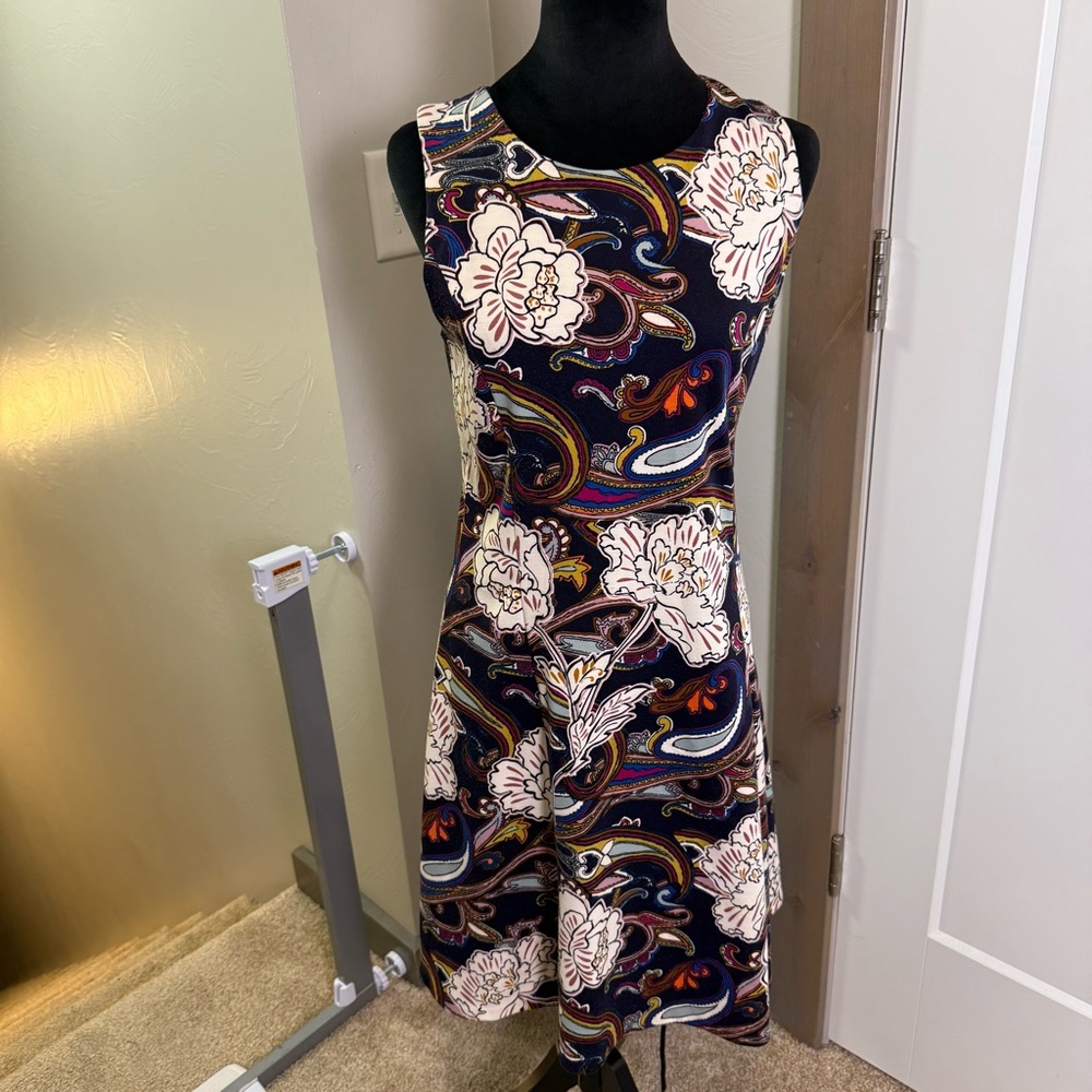 The Limited A-Line Sleeveless Stretch Dress Floral Abstract Colorful Paisley 2